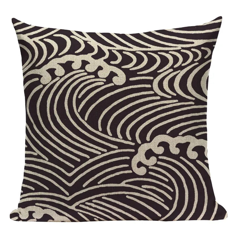 Axyaa Ukiyo Style Fuji Mountain Throw Pillow Cover