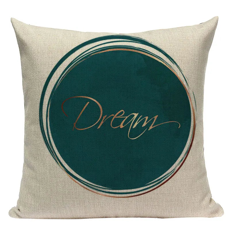 Axyaa Farmhouse Geometric Cushion Covers in Green and White