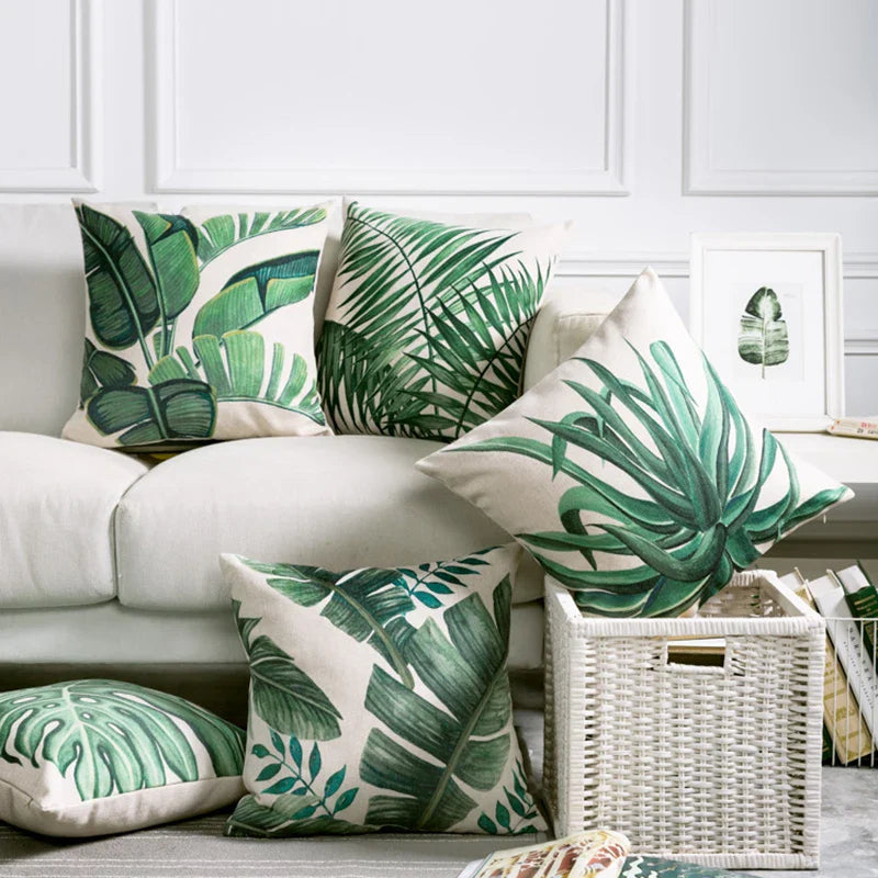 Axyaa Tropical Palm Leaf Cushion Cover 45x45cm