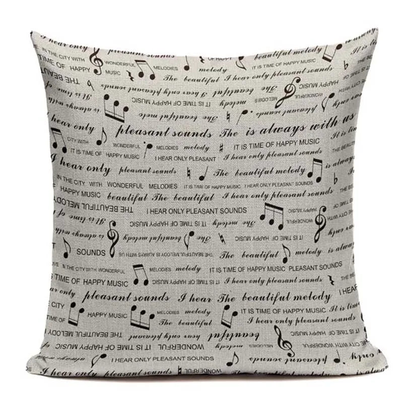 Axyaa Music Series High Quality Cotton Linen Cushion Cover Pillow Case