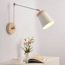 Axyaa Modern Nordic Wooden LED Swing Arm Wall Lamp Fixtures for Living Room & Bathroom