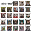 Axyaa Cartoon Cat Cushion Cover: High Quality Linen Sofa Home Decor Pillowcase