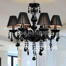 Axyaa Black Crystal Chandelier Lamps with Fabric Lampshades - Modern Style for Home