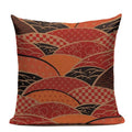 Axyaa Japanese Print Linen Cushion Covers - Fuji Kimono Girl Sea Theme