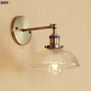 Axyaa Vintage Brass Swing Arm Wall Sconce Glass Industrial Wall Light