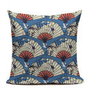 Axyaa Japanese Print Linen Cushion Covers - Fuji Kimono Girl Sea Theme