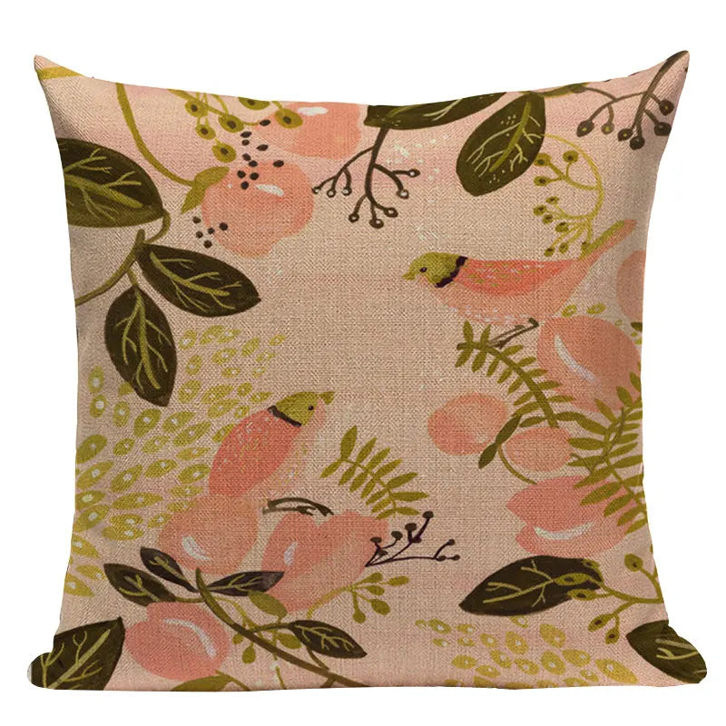 Axyaa Velvet Deer Floral Stripes Pillow Cover for Sofa Beds and Car