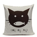 Axyaa Hand Painted Cat Eyes Linen Pillow Cover, Nordic Style, Black White Pattern