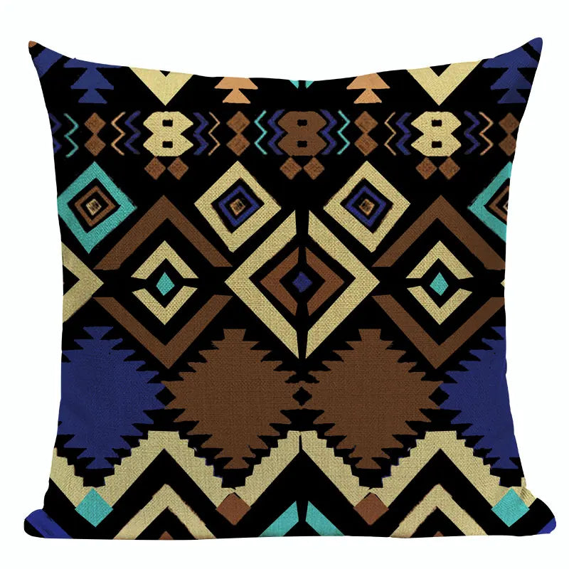 Axyaa Boho Plaid Stripes Pillow Cover 45x45cm Sofa Chair Custom Print Square