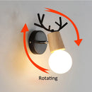 Axyaa Nordic Deer Antlers LED Wall Light Solid Wood Animal Wall Lamp
