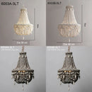 Axyaa French Country Bead Chandelier: Elegant 3/5-Light Wood Hanging Fixture