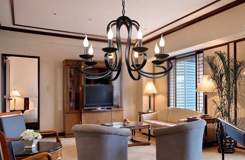 Axyaa White/Black Iron Country Chandelier with Modern Style