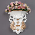 Axyaa Swan Couple Resin Vase with Artificial Flowers Wall Decoration