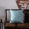 Axyaa Blue Geometric Embroidered Cotton Cushion Cover - 45x45cm