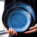 Axya™ Deep Blue Ceramic Plate Dessert Dish Irregular Household Flat Plate