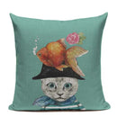 Colorful Cat Fashion Show Cushion Cover - Axyaa Home Decor