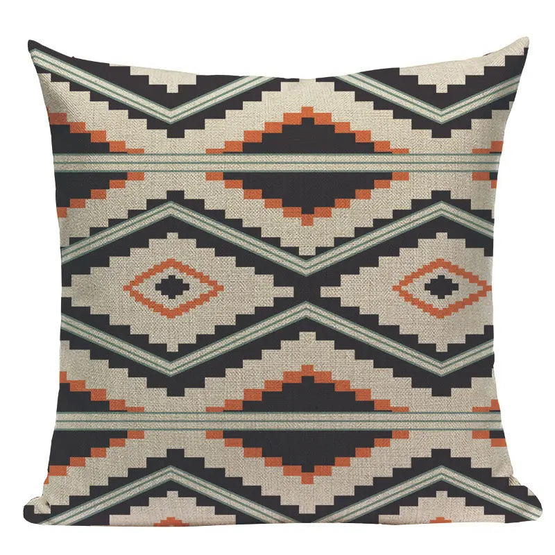 Axyaa Boho Plaid Stripes Pillow Cover 45x45cm Sofa Chair Custom Print Square