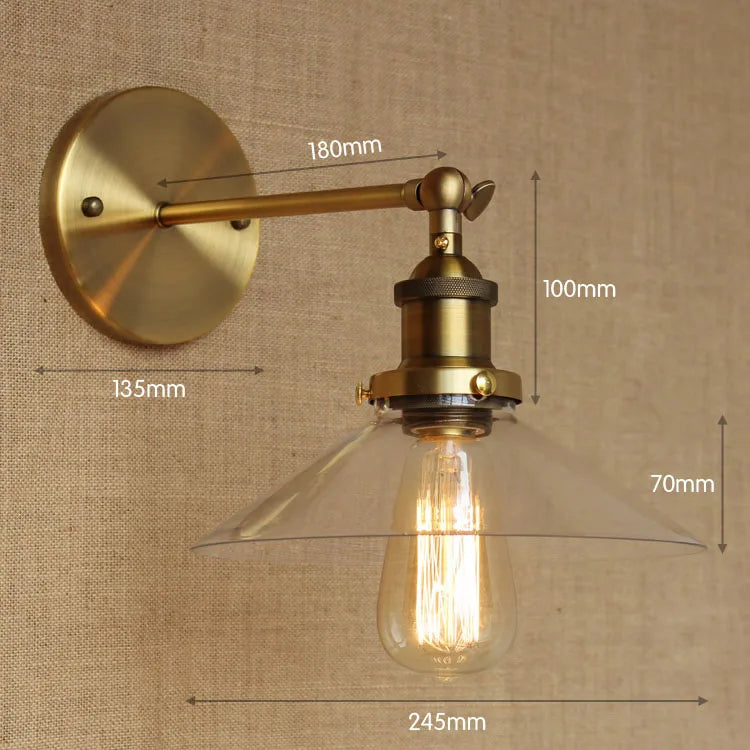 Axyaa Retro Glass Wall Lights - Rustic Loft Industrial Sconce