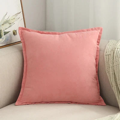 Axyaa Soft Pink Fringed Suede Pillow Case 45x45cm Home Decor