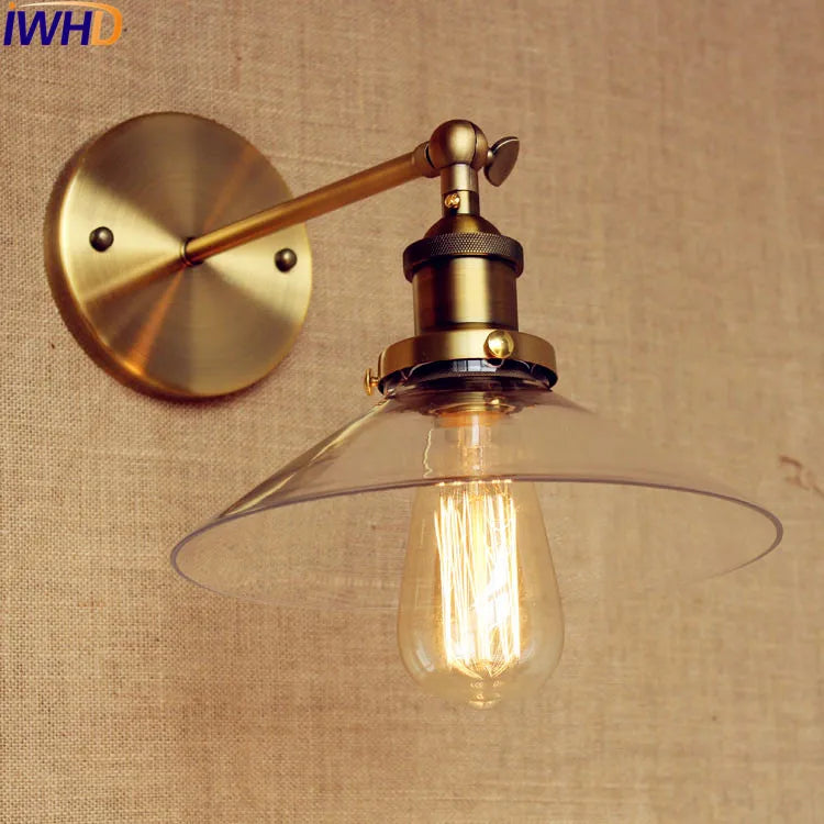 Axyaa Retro Glass Wall Lights - Rustic Loft Industrial Sconce