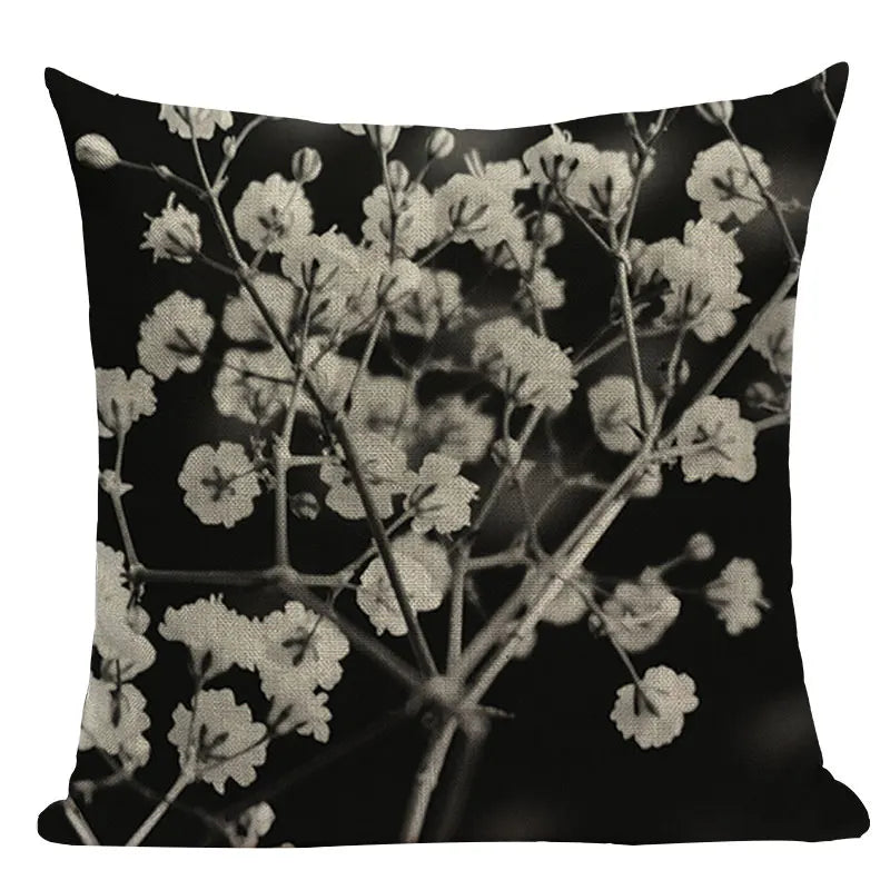 Geometric Meditation Decorative Throw Pillow Cover Axyaa Black White Linen Square Case