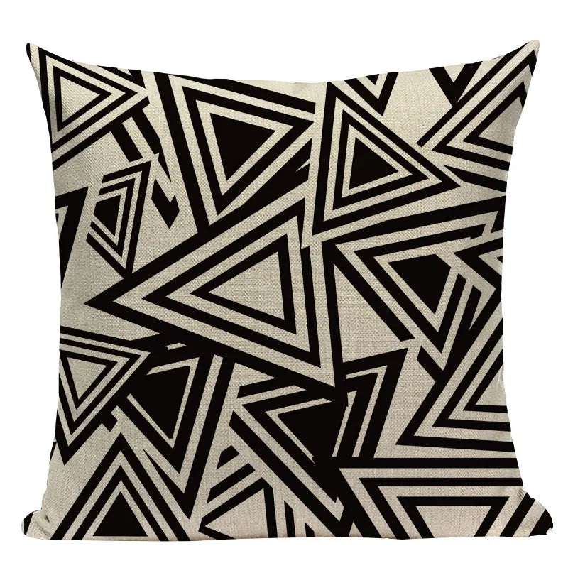 Axyaa Geometric Linen Cushion Cover 45x45cm - High Quality Decor Pillow
