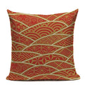 Axyaa Japanese Print Linen Cushion Covers - Fuji Kimono Girl Sea Theme