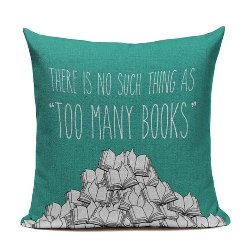 Axyaa Custom Linen Pillowcase for Home Sofa Decor - Cat Happy Reading Book Cover