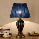 Axya Antique Blue Ceramic Desk Lamp - Hand Painted Living Room Bedside Light