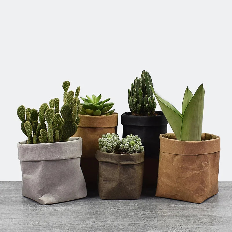 Axyaa Round Brown Paper Bag Storage Hamper - Versatile, Washable, Rustic.