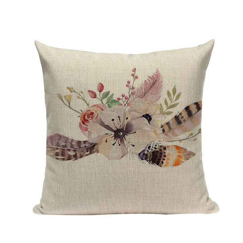Axyaa Cotton Linen Feather Cushion Cover for Home Decor