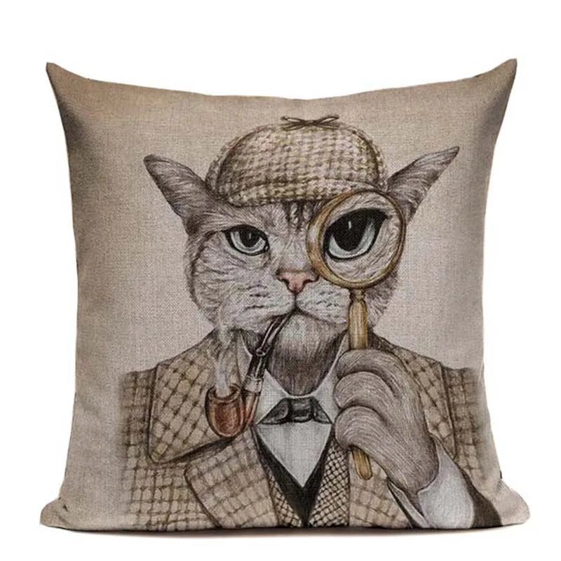 Axyaa Cartoon Cat Cushion Cover: High Quality Linen Sofa Home Decor Pillowcase