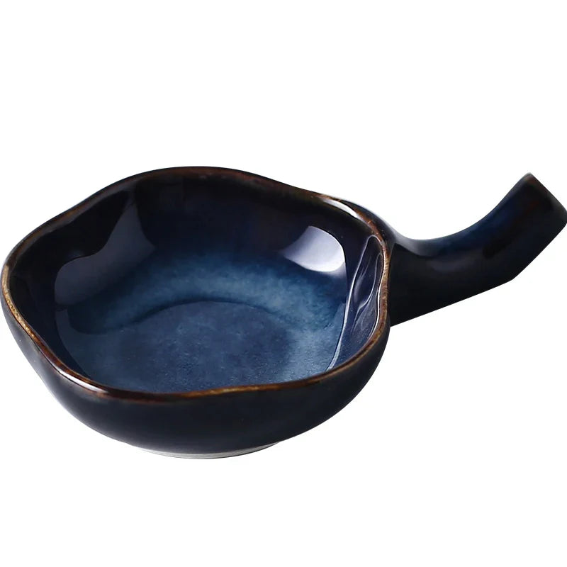 Axya Retro Small Dish Set for Sauces & Chopsticks - Japanese Ceramic Mini Holder