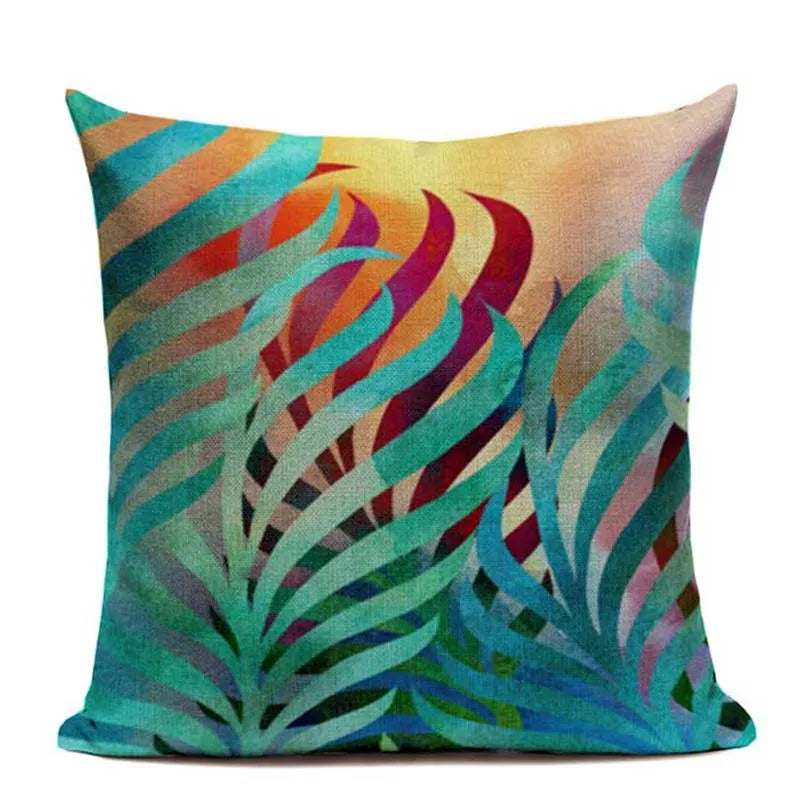 Axyaa Tropic Tree Green Cushion Cover - Summer Style Decorative Pillow for Sofa