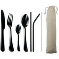 Axyaa 6-Piece Blue Dinnerware Set with Colorful Stainless Steel Cutlery
