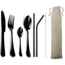 Axyaa 6-Piece Blue Dinnerware Set with Colorful Stainless Steel Cutlery