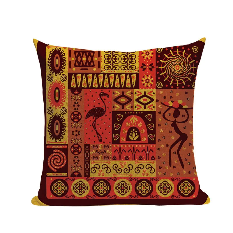Axyaa African Geometric Dance Pillow Cover Ethnic Bedroom Sofa Decor