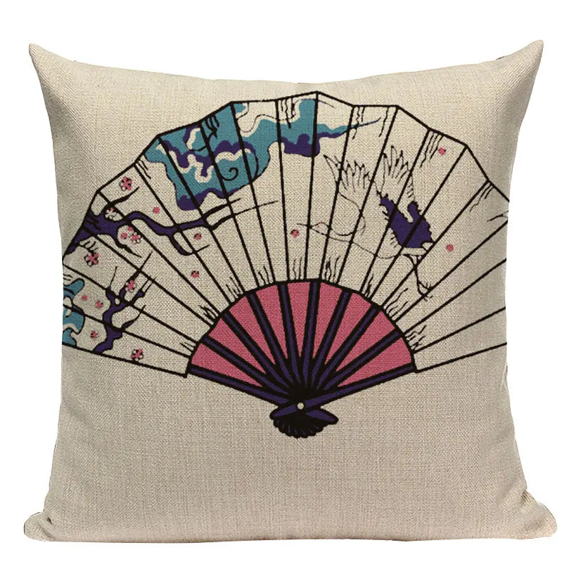 Axyaa Ukiyo Style Fuji Mountain Throw Pillow Cover