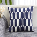 Axyaa Geometric Embroidered Cushion Cover in Grey, Yellow & Blue Canvas Cotton