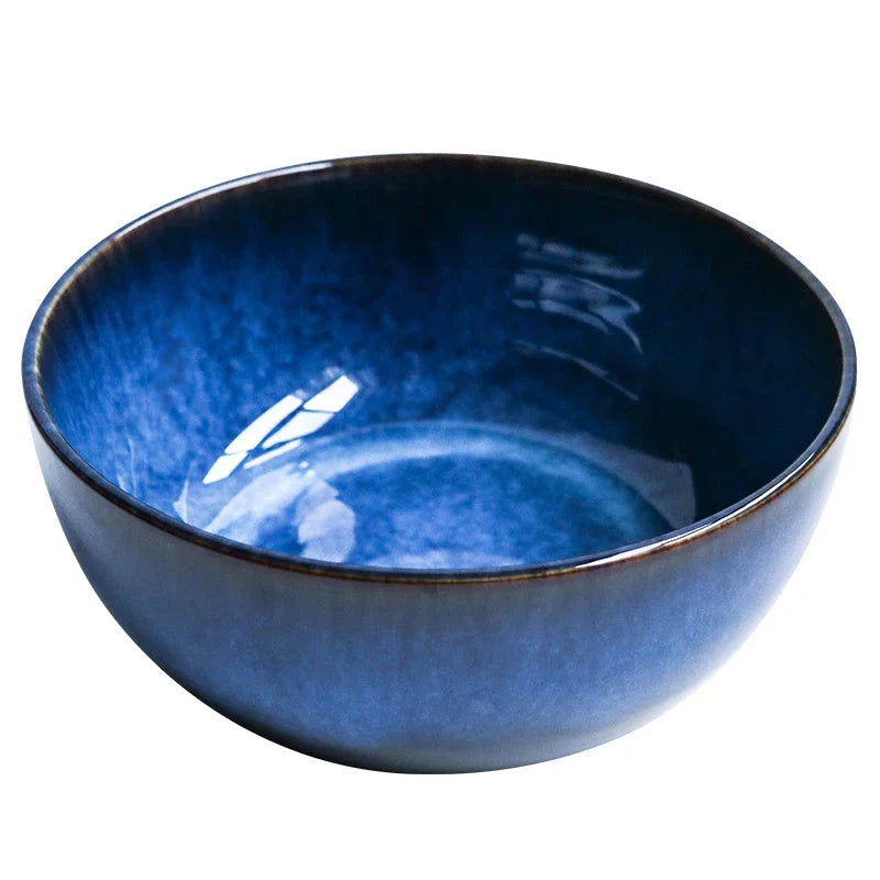 Axya Deep Blue Porcelain Salad Bowl - 2400ml Capacity