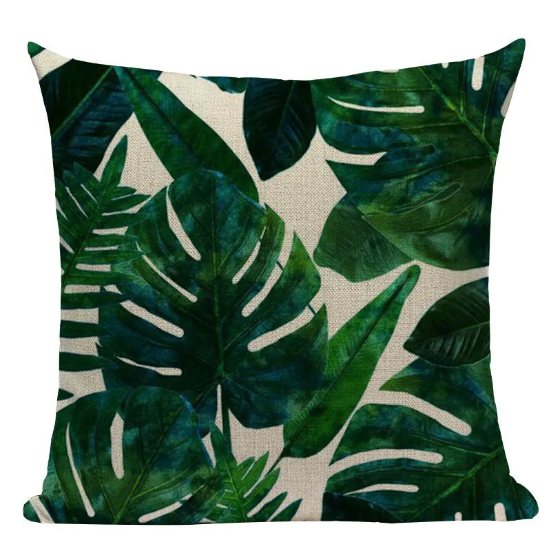 Axyaa Tropical Leaves Pillowcases - Rainforest Style Plant Cushion Covers