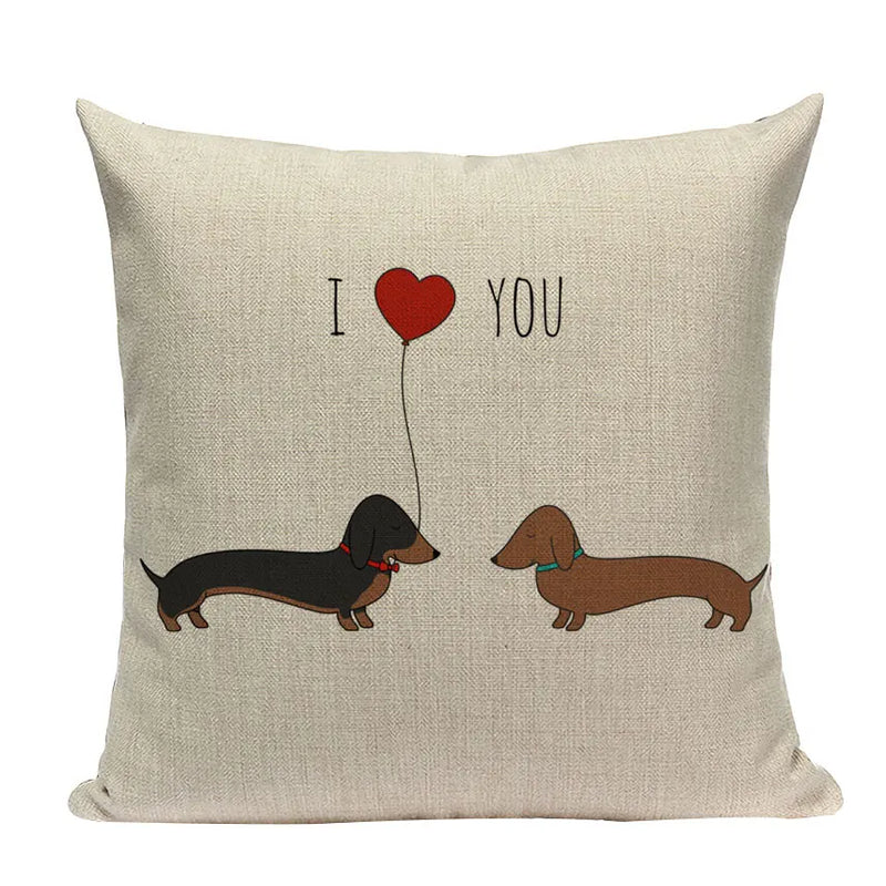 Axyaa Cute Dog Pillow Cases Cartoon Animal Decorative Pillows for Couch