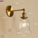 Axyaa Vintage Brass Swing Arm Wall Sconce Glass Industrial Wall Light