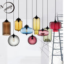Axyaa Glass Bowl Pendant Lights, Modern Colorful E27 Hanging Lamps for Home and Hospitality