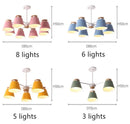 Axyaa Colorful Chandelier Ceiling Lamp Solid Wood Iron Lighting Fixtures