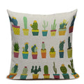 Axyaa Yellow Cactus Watercolor Cushion Cover Farmhouse Decor Pillowcase