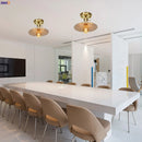 Axyaa Nordic White Ceramic LED Ceiling Light - Copper Ceiling Lamp
