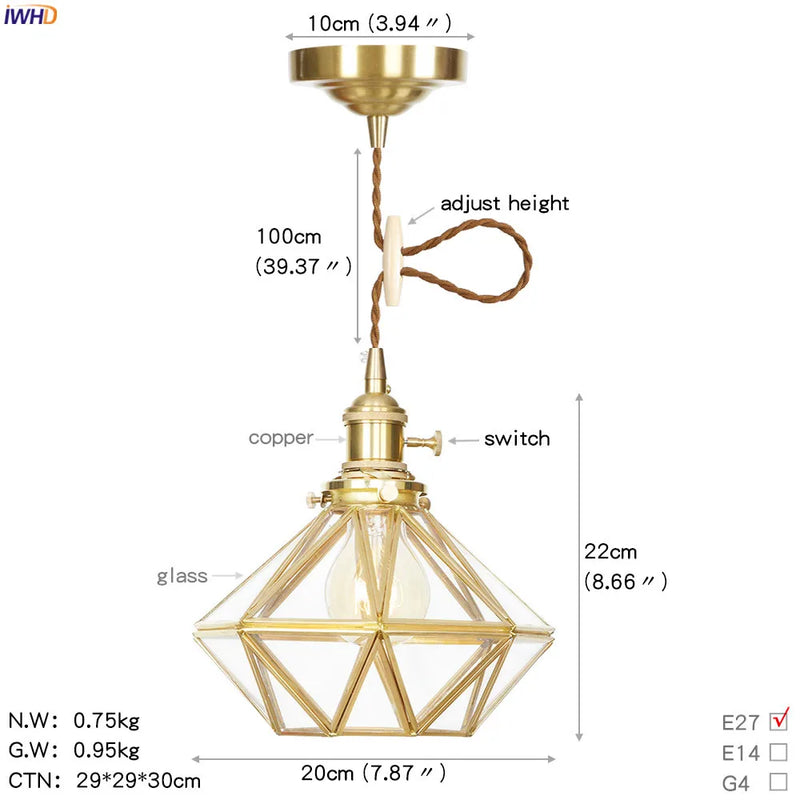 Axyaa Nordic LED Glass Pendant Lamp for Home Lighting