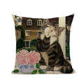 Square Cat Pillow Covers by Axyaa: Cute Cartoon Print Sofa Throw Pillow Cover