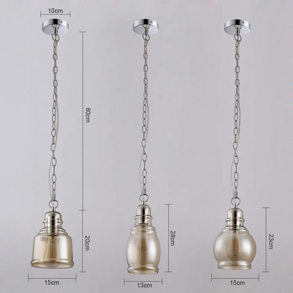 Axyaa Vintage Industrial Loft Pendant Lights with Edison Bulbs and Glass Shades for Dining Room, AC110-240V Indoor Lighting